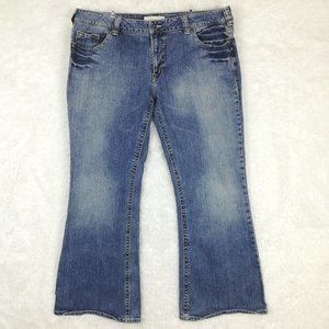 Maurices Womens Flare Jacie Blue Denim Medium Wash Stretch Mid Rise Short 18S